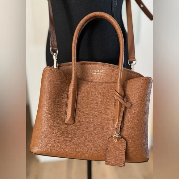 Kate Spade Medium Top Handle Satchel: Brown Leather w/ Removeable Shoulder Strap - Picture 3 of 13